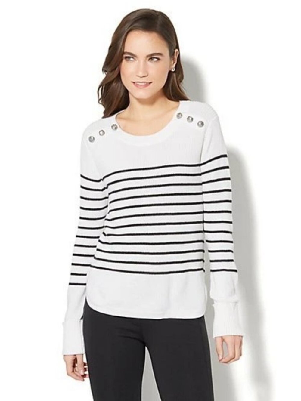 New York & Company 7th Avenue Striped Crewneck Sweater, size XS